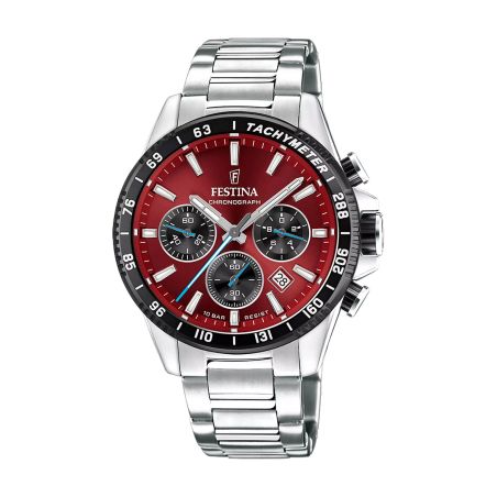 Montre homme chronographe festina timeless chronograph acier rouge f20560/7 – chronographes