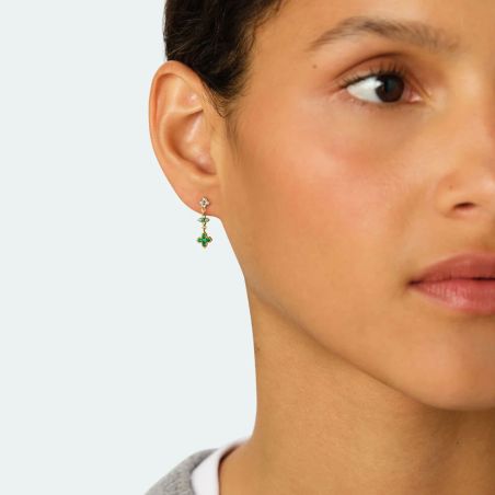 Boucles d'Oreilles Femme Pendantes Agatha BELOVED Métal Vert 02390564-658-TU