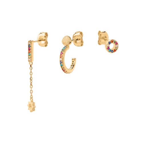 Boucles d'Oreilles Femme Set Agatha MIX & MATCH Métal Multicolore 02390502-256-TU