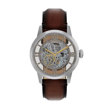 Montre homme automatique fossil townsman cuir marron me3270 – montres tendances
