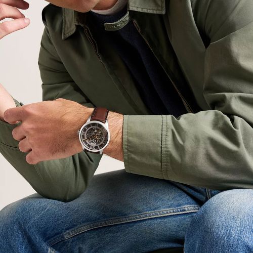 Montre Homme Automatique Fossil Townsman Cuir Marron ME3270