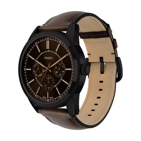 Montre homme multifonction fossil pearson cuir marron fs6138 – montres tendances