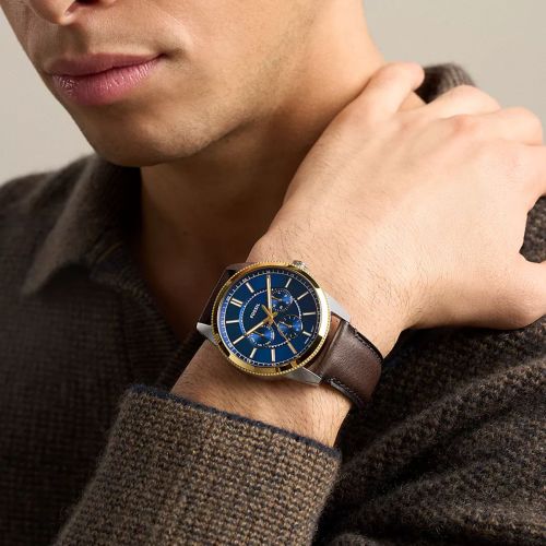 Montre Homme Multifonction Fossil Pearson Cuir Marron FS6195