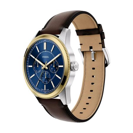 Montre homme multifonction fossil pearson cuir marron fs6195 – montres tendances