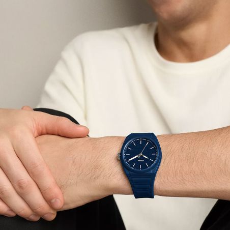 Montre Homme Quartz Fossil Everett Silicone Bleu FS6177