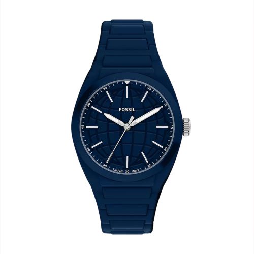 Montre Homme Quartz Fossil Everett Silicone Bleu FS6177