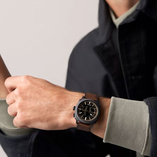 Montre Homme Quartz Fossil Machine Big Tic Cuir Marron FS6165