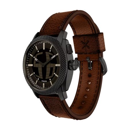 Montre homme quartz fossil machine big tic cuir marron fs6165 – montres tendances