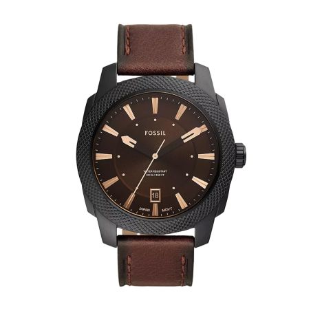 Montre homme quartz fossil machine cuir marron fs5932 – montres tendances
