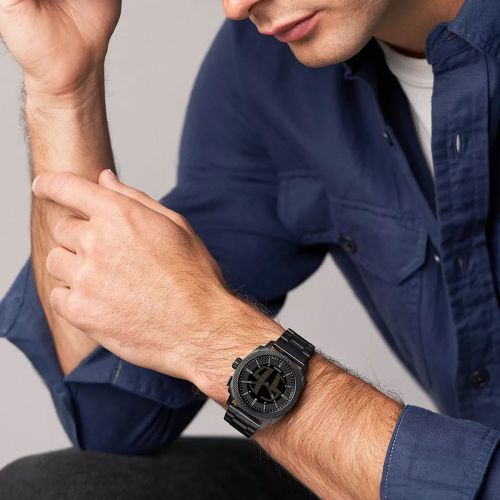 Montre Homme Quartz Fossil Machine Big Tic Acier Noir FS6156