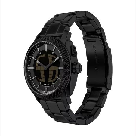 Montre homme quartz fossil machine big tic acier noir fs6156 – montres tendances