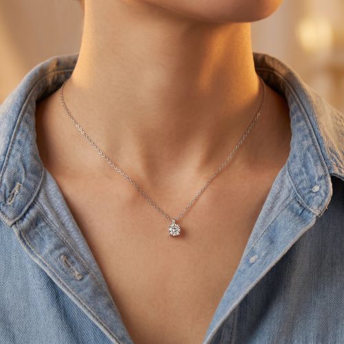 Collier Femme Solitaire EVIDENCE OR 750/1000 Blanc et Diamant 0,20 Carat CN30719DW