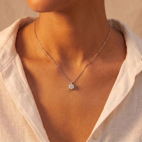 Collier Femme Solitaire EVIDENCE OR 750/1000 Blanc et Diamant 0,30 Carat CN30721DW