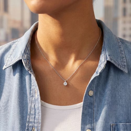Collier Femme Solitaire EVIDENCE OR 750/1000 Blanc et Diamant 0,09 Carat CN30717DW