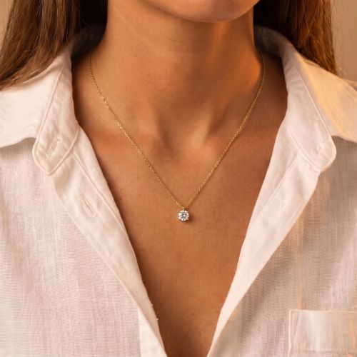 Collier Femme Solitaire EVIDENCE OR 750/1000 Jaune et Diamant 0,25 Carat CN30720D