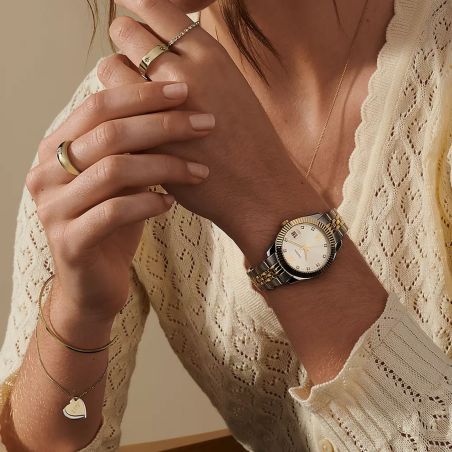 Montre Femme Quartz Fossil Scarlette Acier Bicolore ES4949