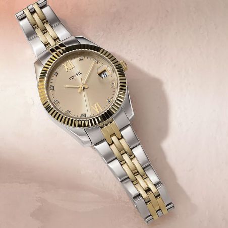 Montre femme quartz fossil scarlette acier bicolore es4949 – montre femme chic et tendance