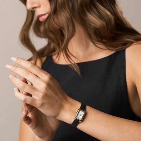 Montre Femme Quartz Fossil Raquel Mini Cuir Noir ES5470