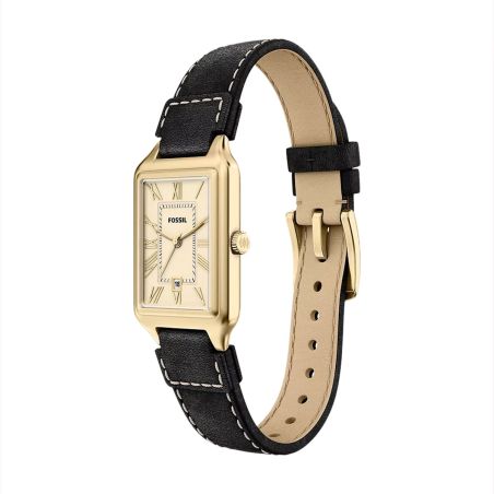 Montre femme quartz fossil raquel cuir noir es5505 – montre femme chic et tendance