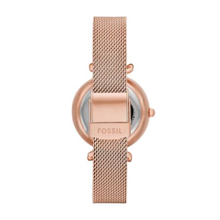 Montre femme automatique fossil carlie maille milanaise dorée rose me3188 – montre femme chic et tendance