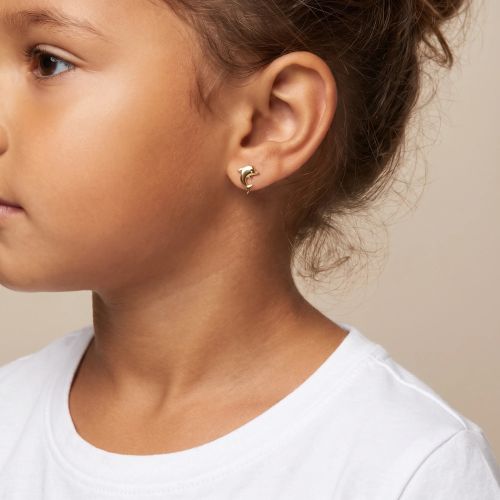 Boucles d'Oreilles Enfant Puces DauphinsOR 750/1000 Jaune