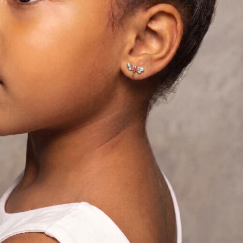 Boucles d’Oreilles Enfant Puces Libellules EDORA OR 750/1000 Jaune EDO8026V