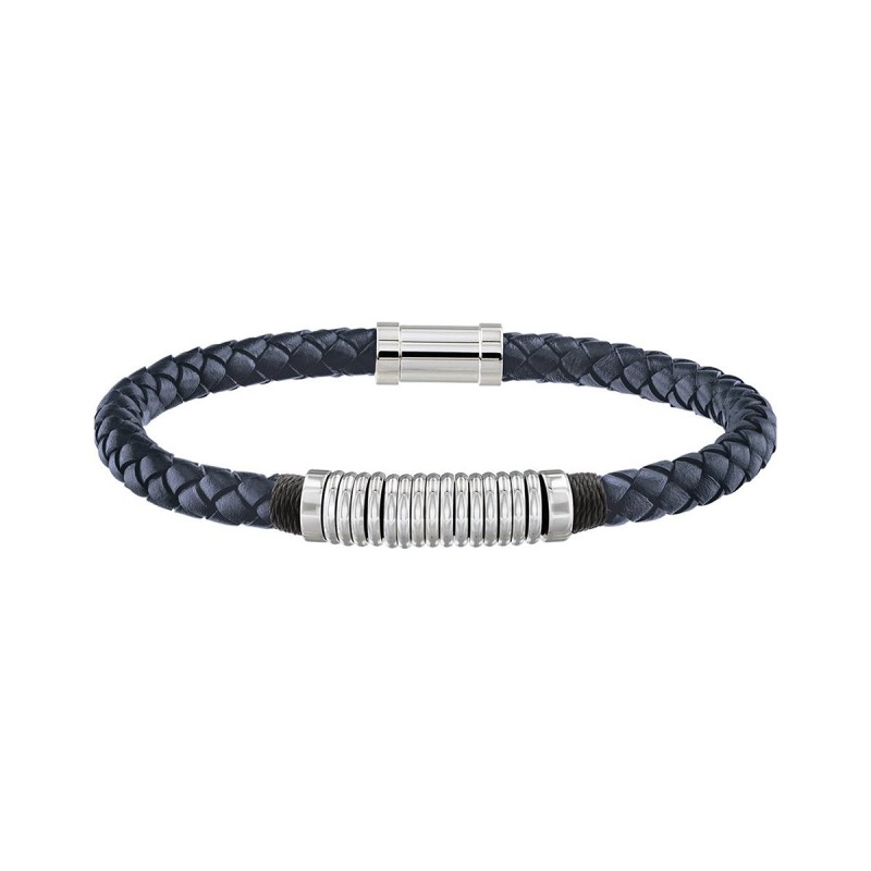 Bracelet homme tommy hilfiger cuir tressé bleu - bracelets-acier - edora