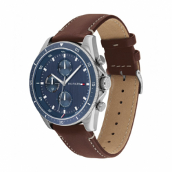 Montre homme chronographe tommy hilfiger cuir brun - montres - edora - 1