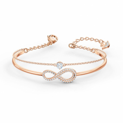 Bracelet femme jonc swarovski infinity métal doré rose et cristaux - bracelets-fantaisie - edora - 1