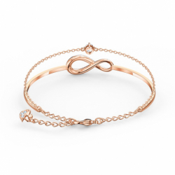 Bracelet femme jonc swarovski infinity métal doré rose et cristaux - bracelets-fantaisie - edora - 2
