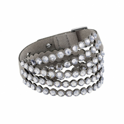 Bracelet femme swarovski power tissu gris et cristaux - bracelets-fantaisie - edora - 0