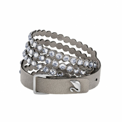 Bracelet femme swarovski power tissu gris et cristaux - bracelets-fantaisie - edora - 1