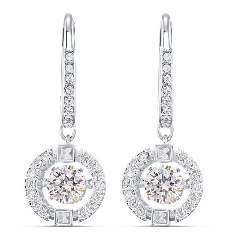 Boucles d'oreilles femme pendantes swarovski sparkling dance métal rhodié et cristaux 5504652 - pendantes - edora