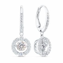 Boucles d'oreilles femme pendantes swarovski sparkling dance métal rhodié et cristaux - pendantes - edora - 1