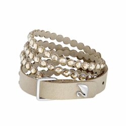 Bracelet femme swarovski power tissu beigne et cristaux - plus-de-bracelets-femmes - edora - 1