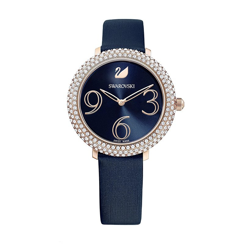 Montre femme swarovski crystal frost cuir bleu - montres - edora