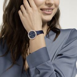 Montre femme swarovski crystal frost cuir bleu - montres - edora