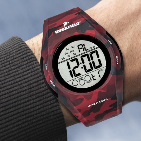 Montre homme ruckfield silicone rouge et noir – digitales