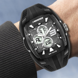 Montre homme ana-digital ruckfield multifonction silicone noir - montres - edora - 3