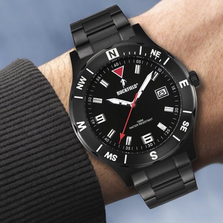 Montre homme ruckfield acier noir – analogiques