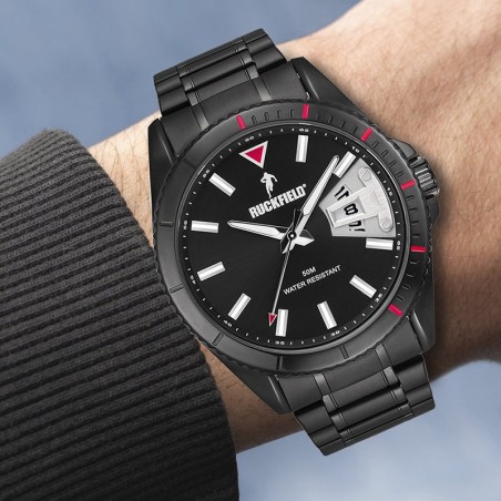 Montre homme ruckfield acier noir – analogiques