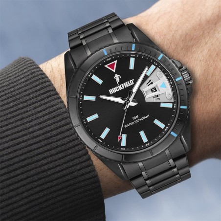 Montre homme ruckfield acier noir – analogiques