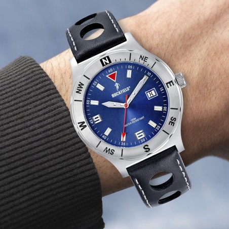 Montre homme ruckfield cuir bleu – analogiques