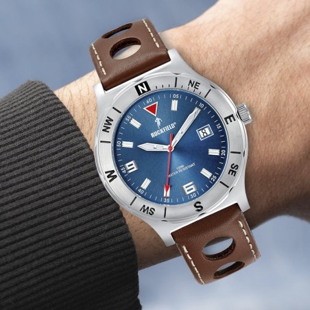 Montre homme ruckfield cuir marron – analogiques