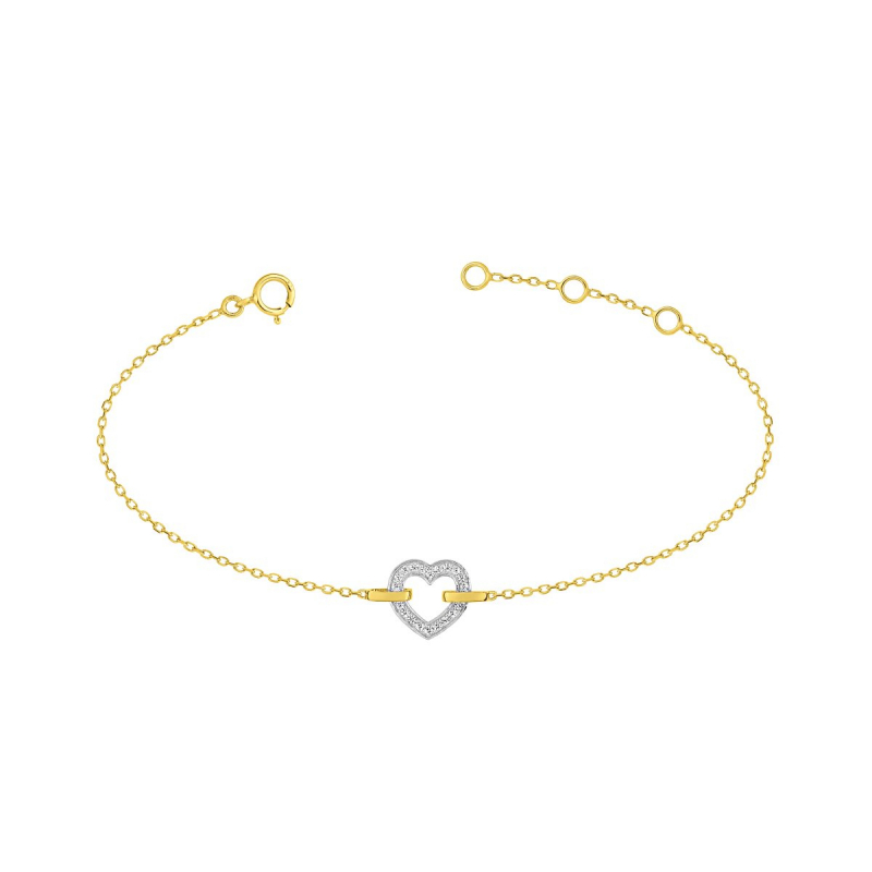 Bracelet femme coeur edora argent 925/1000 et oxydes - plus-de