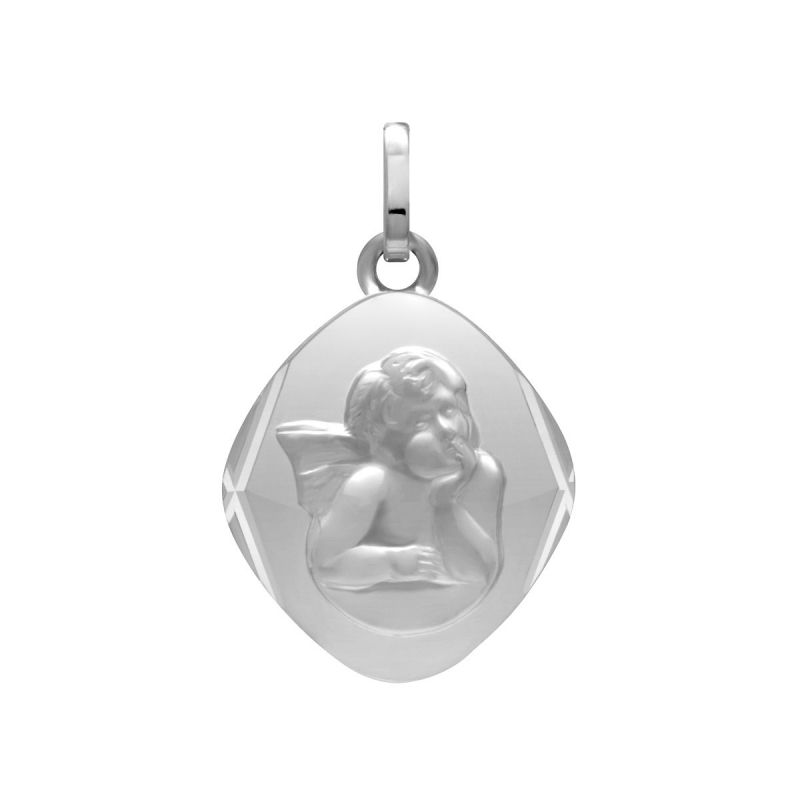 Médaille Ange et étoile en Or Blanc 375 Ref. 37113