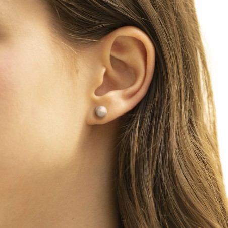 Boucles d'oreilles femme puces boules or 375/1000 blanc – puces