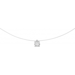 Collier Femme Câble Nylon et Or 375/1000 Blanc et Diamants