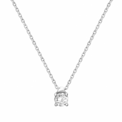 Collier femme solitaire or 375/1000 blanc et diamant - plus-de-colliers-femmes - edora - 0