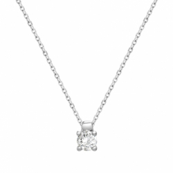 Collier Femme Solitaire OR 375/1000 Blanc et Oxyde